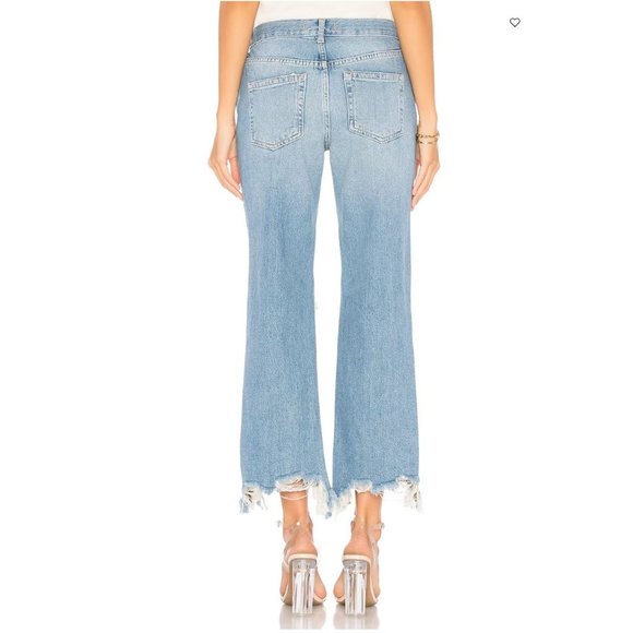 NEW Free People Maggie Distressed Light Wash Denim Straight Leg Crop Ankle Jeans - Picture 3 of 13